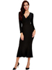 Sexy V-Neck Long Sleeve Skinny Black Fishtail Knit Dress