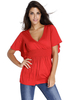 Sexy V Neck Solid Stretch Slim Batwing Sleeve Blouse