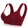 Sexy V Neck Wireless Stripe Lace-trim Full Coverage V Shape Back Yoga Bra