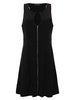 Sexy V Neck Zipper Sleeveless Solid Color Dress For Women