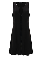 Sexy V Neck Zipper Sleeveless Solid Color Dress For Women