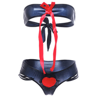 Sexy Wireless Bow Tie Front Lingerie Lace-Up Cuff SM Wear Bra Sets Babydoll For Women