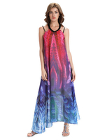Sexy Women Bohemian Printed V-Neck Strap Sleeveless Beach Maxi Dress