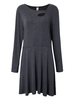 Sexy Women Chest Hollow Solid Long Sleeve Pleated Dress
