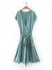Sexy Women Deep V-Neck Irregular Hem Split Dresses