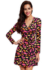 Sexy Women Floral Printed V-Neck Long Sleeve Cardigan Dress