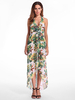 Sexy Women Halter Floral Printed Irregular Hem Chiffon Dresses