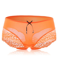 Sexy Women Lace Hem Bow Flounces Mid Waist Comfy Briefs Underwear