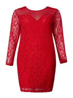 Sexy Women Long Sleeve Hollow Hand-Crocheted Lace Dress