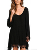Sexy Women Loose Lace Tassels Crochet Beach Cotton Dress