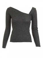 Sexy Women Oblique Neck Pullover Knit Crop Sweater Shirt