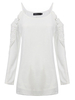 Sexy Women Off Shoulder Crochet Hollow Patchwork Cotton T-shirt