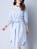 Sexy Women Off Shoulder Floral Embroidered Irregular Hem Dresses