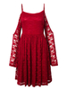 Sexy Women Off Shoulder Strap Flare Sleeve Lace Mini Dress