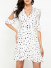 Sexy Women Off Shoulder V-Neck Polka Dots Printed Mini Dresses