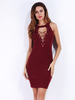 Sexy Women Package Him Lace Up Pure Color Slim Dresses