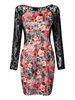 Sexy Women Plus Size Flowers Leopard Lace Patchwork Dress