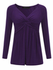 Sexy Women Plus Size Solid Long Sleeve V-Neck Ruffled Blouse