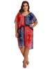 Sexy Women Printed Color Contrast V-Neck Beach Chiffon Cover Up Dress