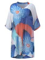 Sexy Women Printed V-Neck High Waist Beach Cover Up Mini Dress