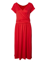 Sexy Women Short Sleeve V Neck Pure Color Pleated Dress
