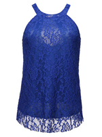 Sexy Women Solid Lace Hollow Out Backless Tank Top