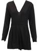 Sexy Women Solid Pleated Deep V-Neck Chiffon Party Mini Jumpsuit
