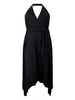 Sexy Women Solid Strap V Neck Backless Halter Irregular Hem Dress