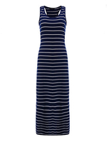 Sexy Women Stripe O-Neck Sleeveless Beach Maxi Dress