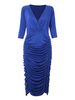 Sexy Women V Neck Half Sleeve Solid Bodycon Ruffles Midi Dress