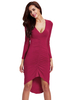 Sexy Women V-Neck Long Sleeve Package Hip Dovetail Dress