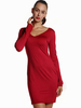 Sexy Women V-Neck Pure Color Long Sleeve Bodycon Mini Dresses