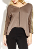 Sexy Women V Neck Sequins Long Sleeve T-Shirt