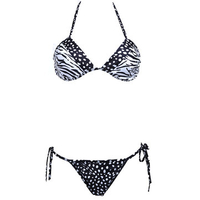 Sexy Zebra Printing Halter Padding Wireless Bikini Sets Low Rise Swimwear For Women