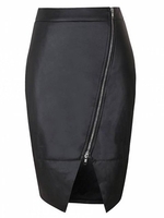 Sexy Zipper High Waist Package Hip Pu Leather Skirt