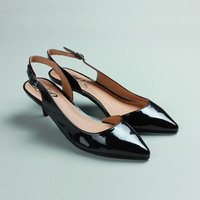 Shiny Buckle Low Heel Backless Slip On Pumps For Women