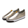 Shiny Gold Silver Slip On Lace Up Casual Flat Shoes