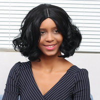 Short Black Synthetic Wave Hair Wig Women Bob High-Temperature Wigs 35cm