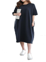 Short Sleeve Back Striped Patchwork Women Casual Dress