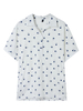 Short-sleeved Cartoon Printed Cotton-flax Loose Shirt