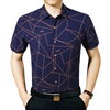 Short Sleeves Bussiness Slim Fit Plaid Printing Designer Shirt for Men