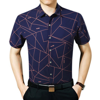 Short Sleeves Bussiness Slim Fit Plaid Printing Designer Shirt for Men