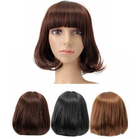 Short Wavy Curly Bangs Wig Hair Costume Cosplay Synthetic Wigs Cute High-temperature