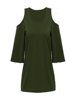 Shoulder Hole Off Shoulder Casual Women T-Shirts