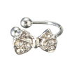 Silver Bowknot Rhinestone Crystal Cuff Clip Earring