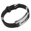 Silver Cross Stainless Steel Black Rubber Bracelet