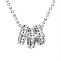 Silver Crystal Heart Letter Moon Clavicle Necklace