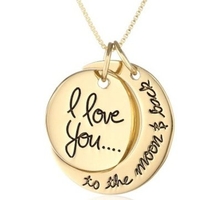 Silver Gold I Love You To The Moon Pendant Necklace