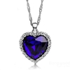 Silver Plated Crystal Ocean Heart Pendant Necklace