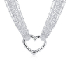 Silver Plated Heart Shape Multilayer Trendy Necklace for Women